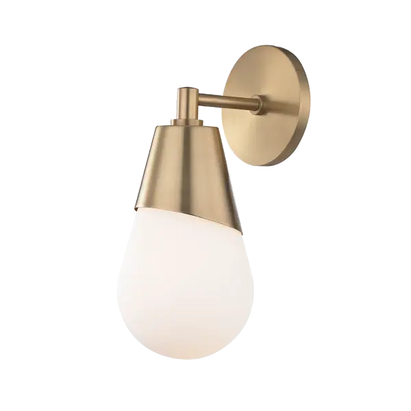 The Cora Wall Sconce features teardrop frosted glass bulbs on asymmetrical metal arms, creating a clean, modern aesthetic. Its versatile design works beautifully in bathrooms, hallways, and bedrooms.
