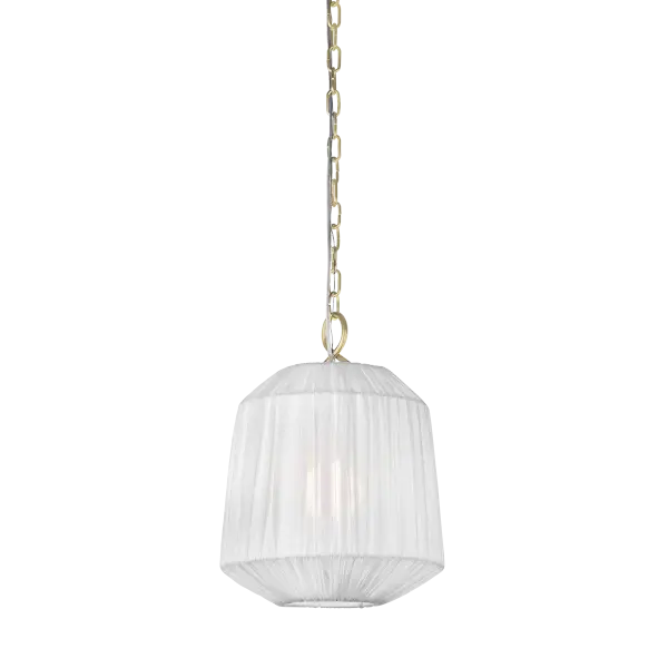 The Amanza pendant combines poetic beauty with practical design through its stretched linen shade and looped Aged Brass metalwork. Light and airy despite its abundant silhouette, it adds neutral sophistication to any space.