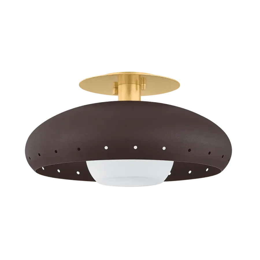 Kimber Flush Mount in Vintage Gold Leaf & Textured Bronze - Image 1
