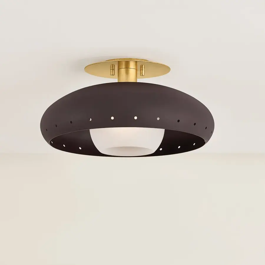 Kimber Flush Mount in Vintage Gold Leaf & Textured Bronze - Image 2
