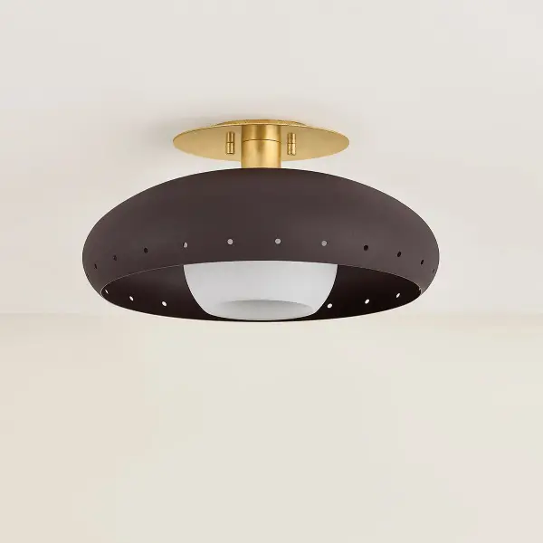 Kimber Flush Mount in Vintage Gold Leaf & Textured Bronze - Image 3