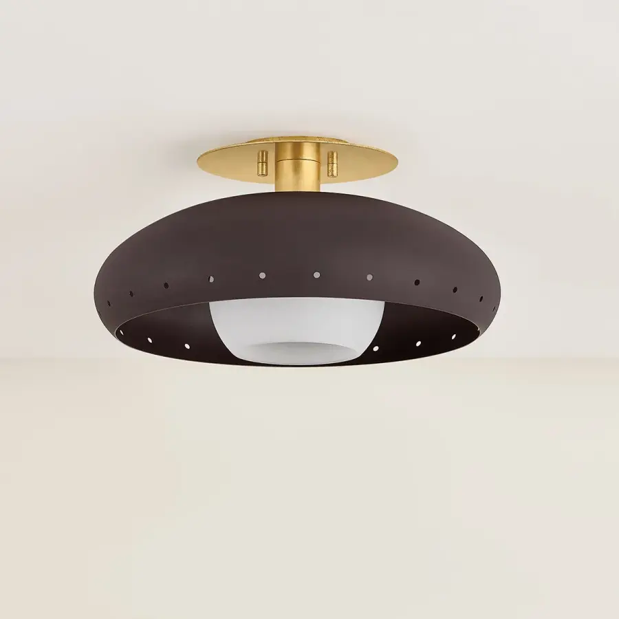 Kimber Flush Mount in Vintage Gold Leaf & Textured Bronze - Image 3