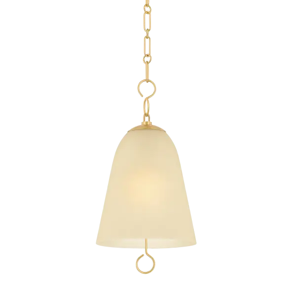 The Christine Pendant combines sophisticated glass treatments with distinctive looped chain details, creating a modern yet welcoming aesthetic. Its champagne glass shade provides gentle light diffusion while welded ring accents add decorative flair.