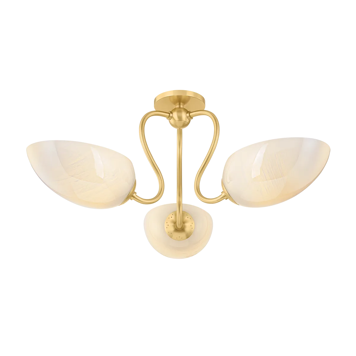 Reva Semi Flush Mount in Aged Brass