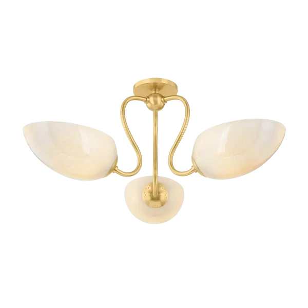 Reva Semi Flush Mount in Aged Brass