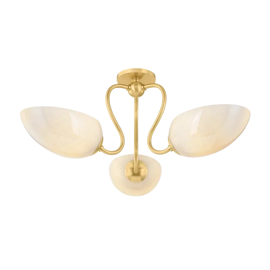 Reva Semi Flush Mount in Aged Brass