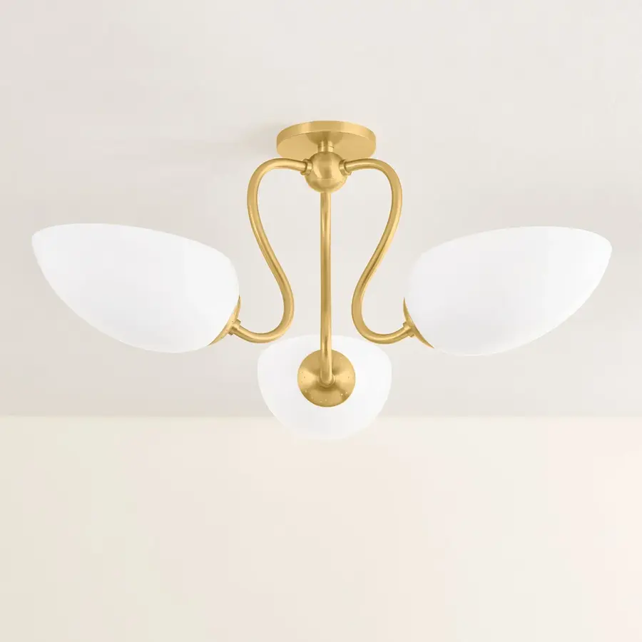 Reva Semi Flush Mount in Aged Brass - Image 2
