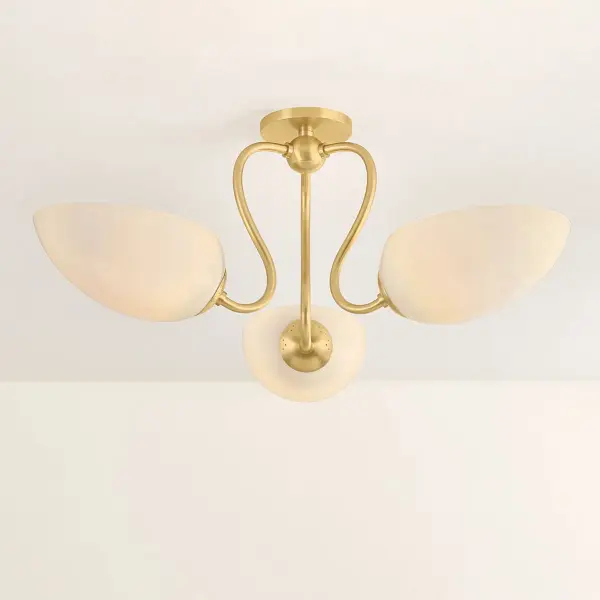 Reva Semi Flush Mount in Aged Brass - Image 3