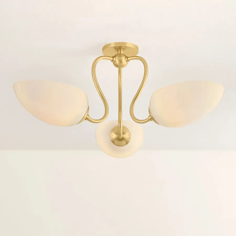 Reva Semi Flush Mount in Aged Brass - Image 3