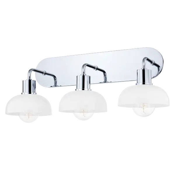 The Kyla vanity light combines contemporary styling with practical illumination. Its polished chrome finish and clean lines make it ideal for modern and transitional bathrooms, offering versatile lighting for daily grooming tasks.
