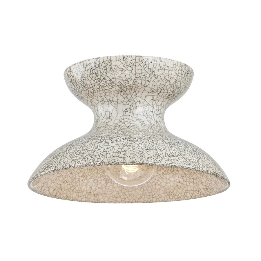 Carina Flush Mount in Aged Brass with Belgian Crackle Ceramic