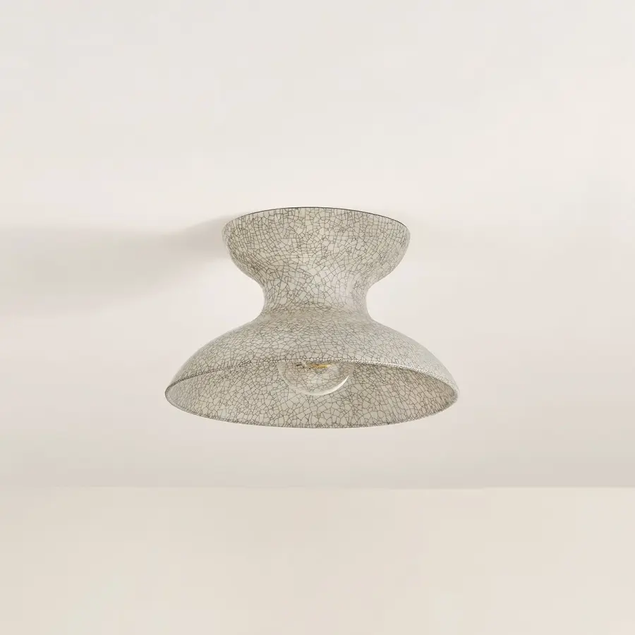 Carina Flush Mount in Aged Brass with Belgian Crackle Ceramic - Image 2