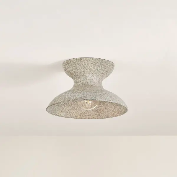 Carina Flush Mount in Aged Brass with Belgian Crackle Ceramic - Image 3