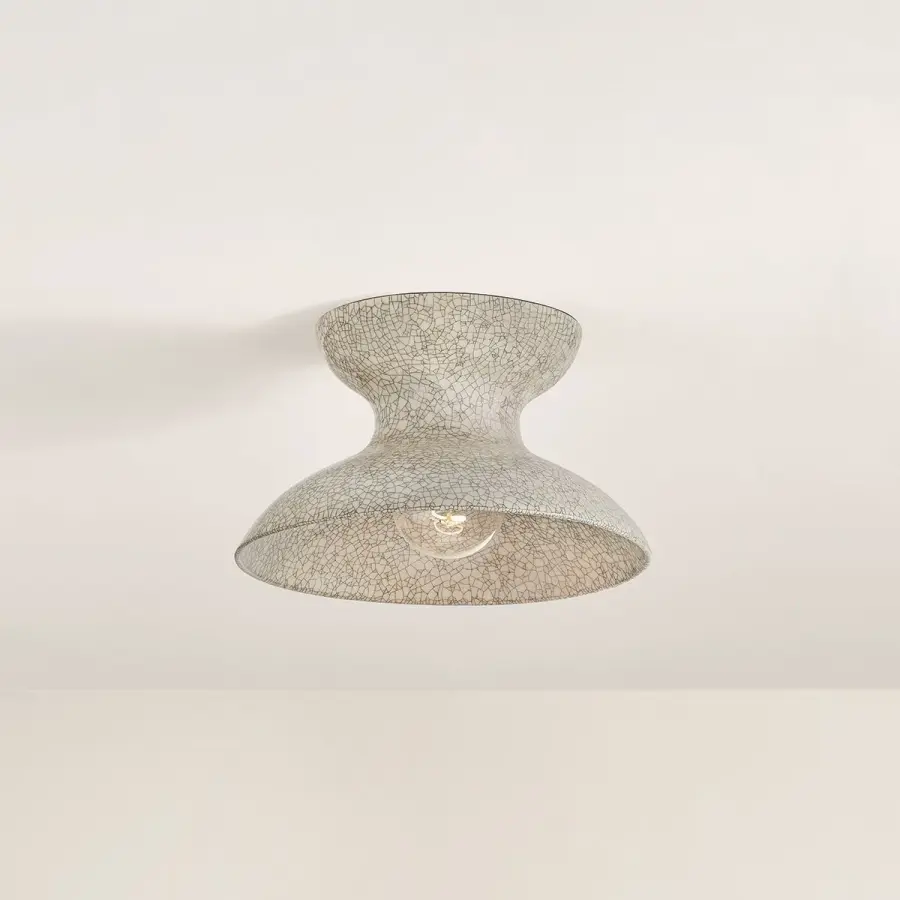 Carina Flush Mount in Aged Brass with Belgian Crackle Ceramic - Image 3