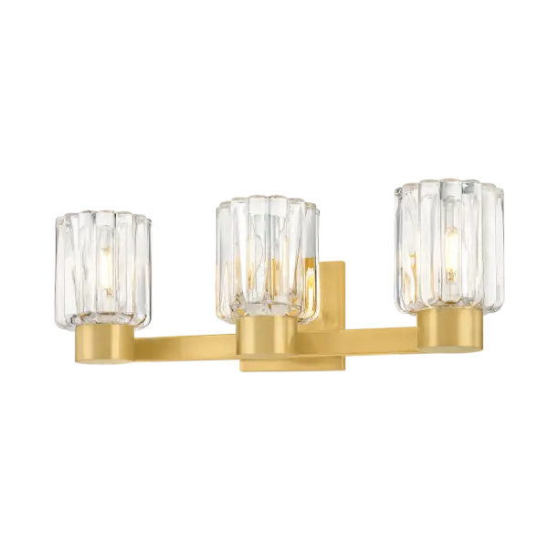The Danae Bath Sconce brings sophisticated European design to your bathroom with its distinctive fluted glass shade inspired by Orrefors vases. The scalloped glass beautifully diffuses light while the clean metalwork adds refined elegance.