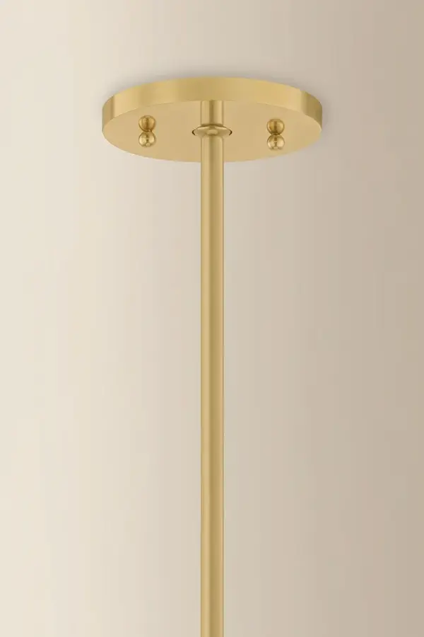 The Shivonne Chandelier blends modernist design with soft materiality, featuring an ivory linen shade that drapes elegantly around a candle cluster. Aged Brass finish adds vintage character while maintaining contemporary appeal. - alternate view