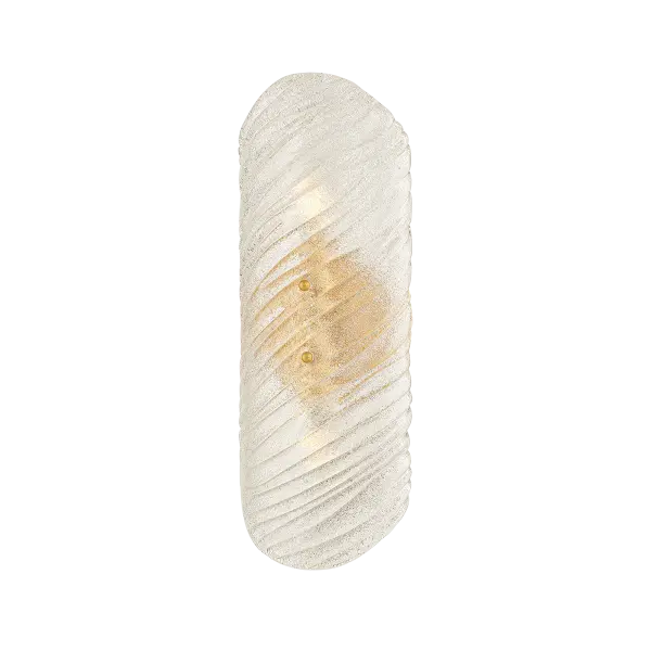 The Shelley sconce brings artistic sophistication with its rippled Piastre glass shade that captures light beautifully. The Vintage Gold Leaf finish adds warmth while the flowing water-inspired texture creates visual interest in any space.
