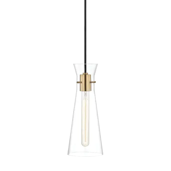 The Anya Pendant combines classic elegance with contemporary simplicity. Its aged brass finish and clean lines make it versatile enough for traditional and modern spaces alike, perfect for kitchen islands or dining areas.