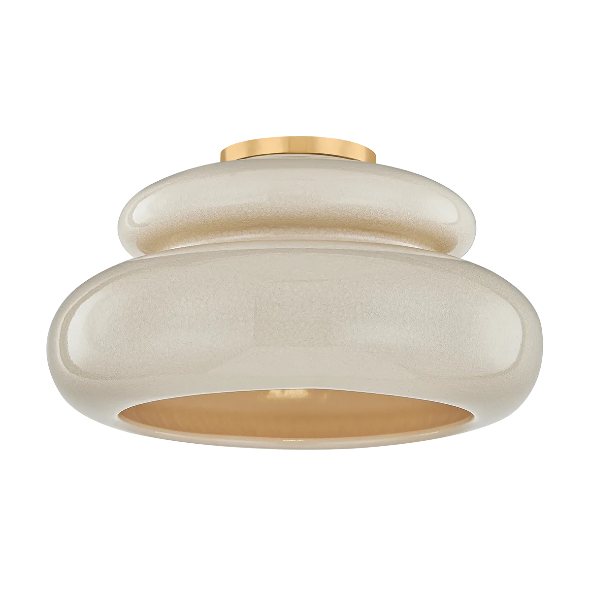 Pia One Light Semi Flush Mount in Aged Brass