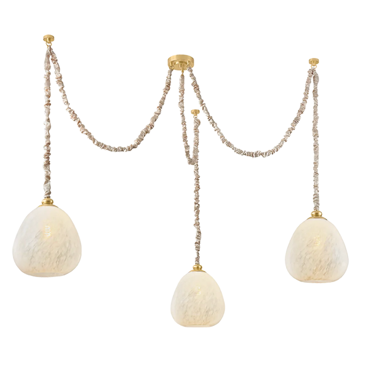 Remi Three Light Chandelier in Aged Brass