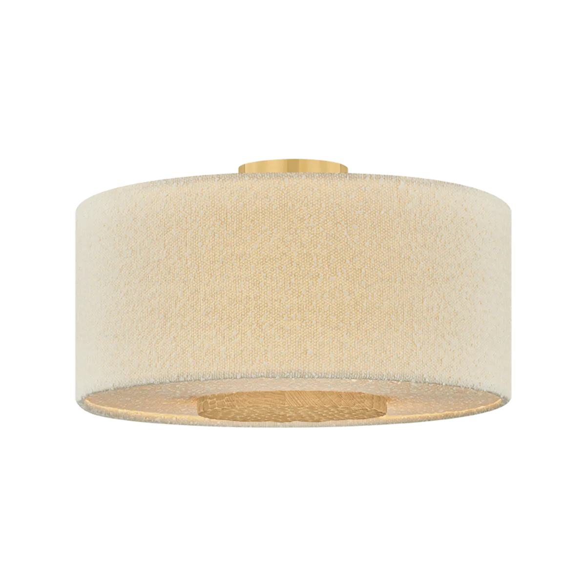 Miller Three Light Flush Mount in Aged Brass