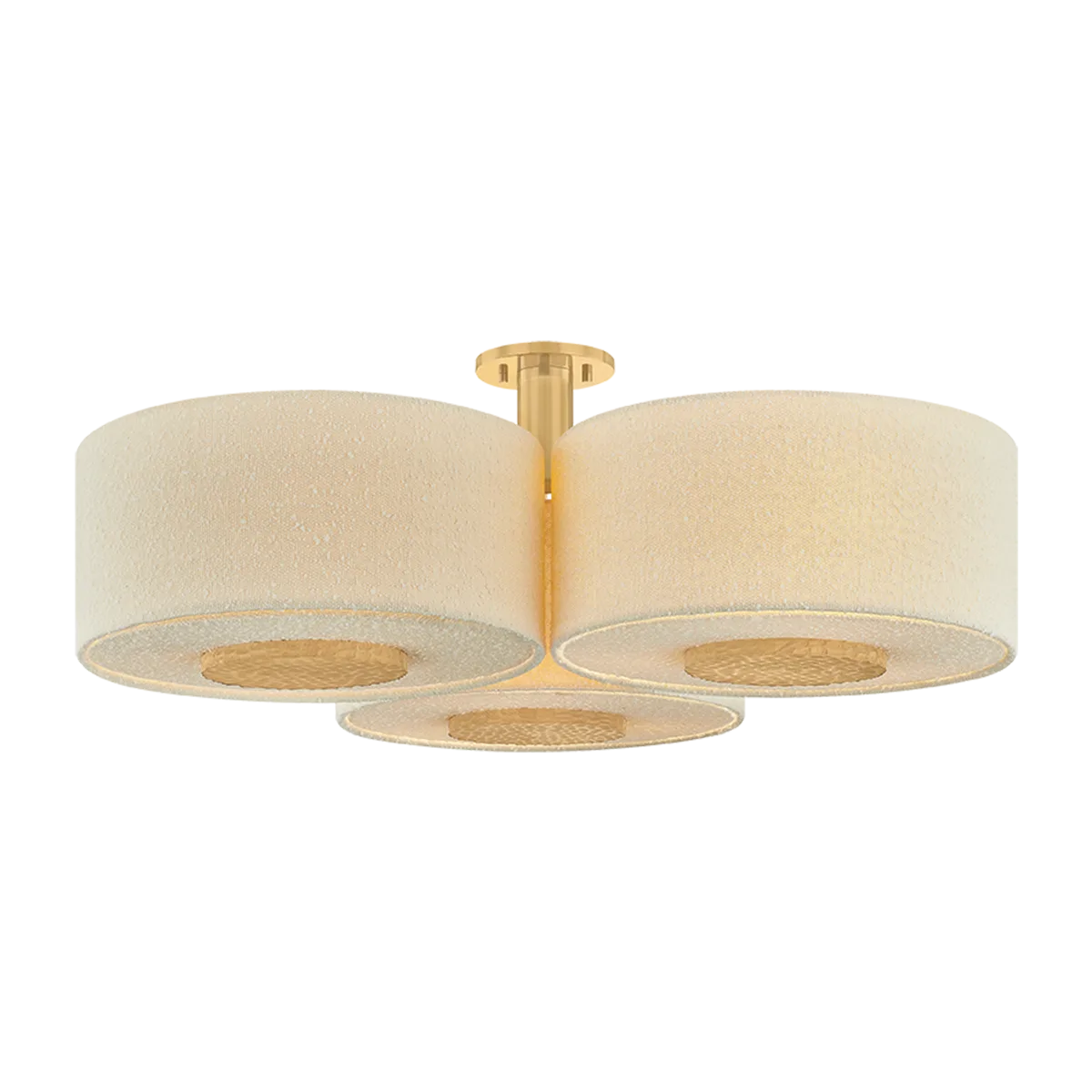 Miller Nine Light Flush Mount in Aged Brass