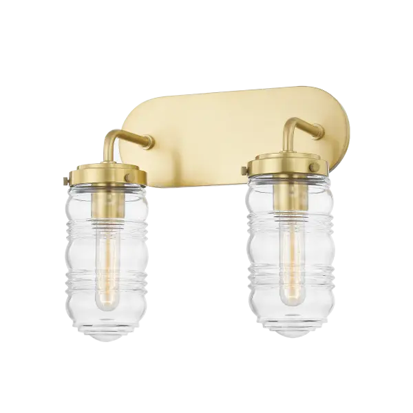 The Clara vanity light combines timeless elegance with modern functionality. Its aged gold brass finish adds warmth to any bathroom, while the clean lines work seamlessly in both traditional and contemporary spaces.