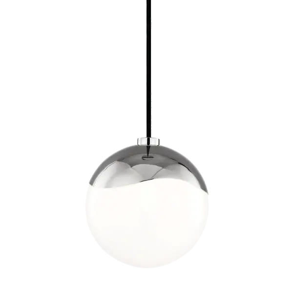 The Ella Pendant combines classic elegance with contemporary simplicity. Its polished nickel finish and glass shade create a refined look perfect for kitchens, bathrooms, and intimate spaces.
