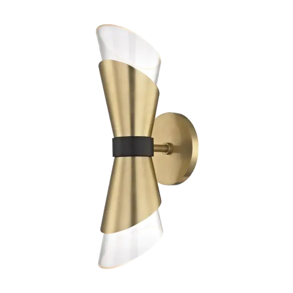 The Angie Wall Sconce brings high-fashion flair to your walls with its distinctive cinched-waist glass shade wrapped in metal. This style chameleon works beautifully in aged brass for warmth or polished nickel for cool sophistication.