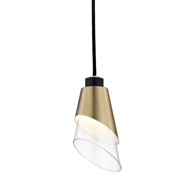 The Angie Pendant brings high-fashion drama to your space with its distinctive metal-wrapped asymmetrical glass shade and cinched waist detail. Versatile finish options allow it to adapt from warm traditional to cool contemporary settings.
