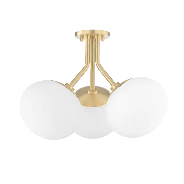 Estee brings a fresh twist to classic globe lighting with unique oblong shades and aged brass finish. Perfect for adding personality to smaller spaces without overwhelming them. A fun, approachable take on mid-century design.