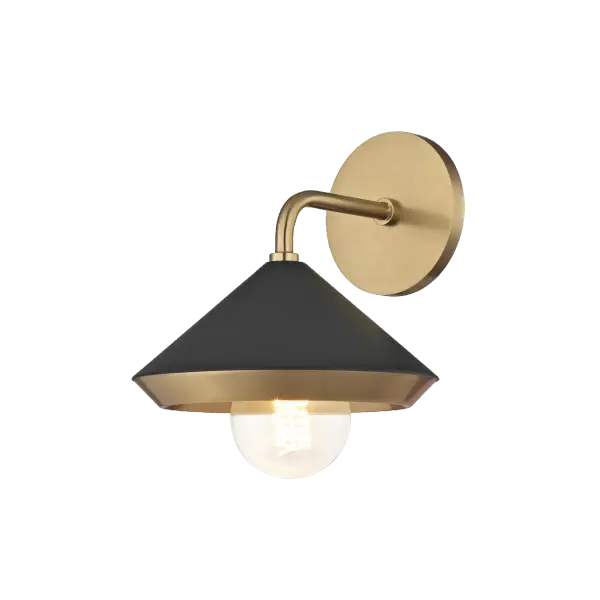 The Marnie Wall Sconce combines classic elegance with contemporary sensibility, featuring a sophisticated gold and black finish combination. Perfect for adding ambient lighting to bathrooms, hallways, and bedrooms.
