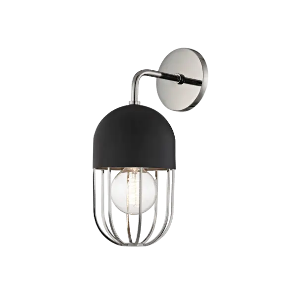 The Haley Wall Sconce combines polished nickel and black finishes for a sophisticated two-tone look. Its transitional design works beautifully in bathrooms, hallways, and bedrooms, offering versatile style at an accessible price point.
