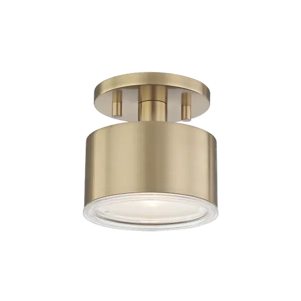 The Nora Semi Flush combines transitional elegance with practical ceiling-hugging design. Its aged gold brass finish adds warmth to any space while the compact profile works beautifully in rooms with standard ceiling heights.