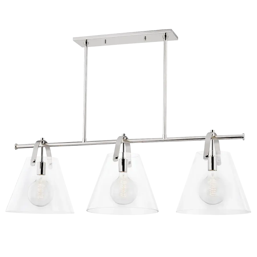 Elegant Linear Pendant with Industrial Charm and Clear Glass Shade