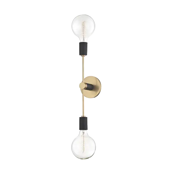 The Astrid Wall Sconce brings industrial flair with its sleek antique brass and matte black finish. Perfect for adding linear modern design to dining rooms, hallways, or bedrooms with versatile styling options.