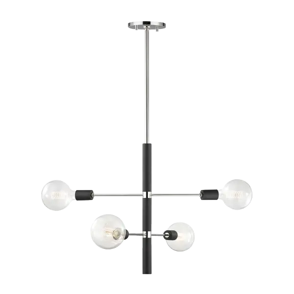 The Astrid Linear Chandelier brings industrial sophistication to dining spaces with its cascading modern design. The polished nickel and matte black finish combination creates visual interest while maintaining versatility.