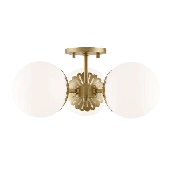 The Paige Semi Flush combines classic elegance with modern simplicity. Its aged brass finish and clean lines make it versatile for various interior styles, while the semi-flush design works perfectly in spaces with standard ceiling heights.