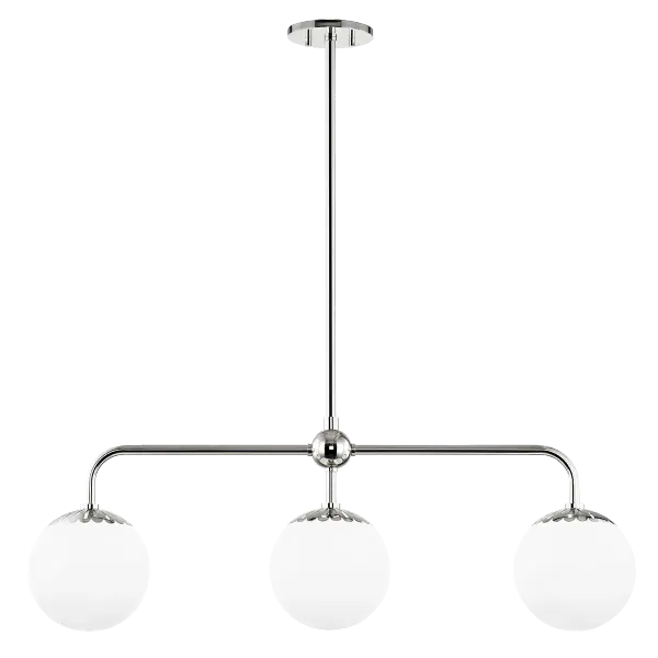 The Paige Linear Chandelier brings modern sophistication to dining and kitchen spaces with its clean lines and polished nickel finish. Perfect for rectangular tables and islands, offering versatile style.