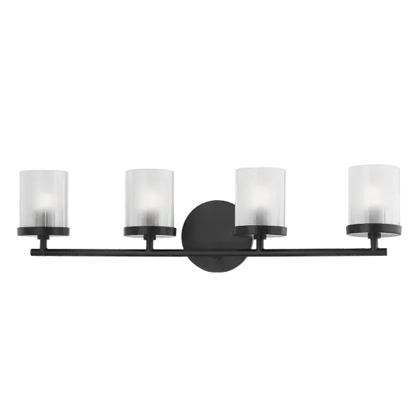 The Ryan Bath and Vanity Light delivers contemporary style with a sleek black finish, perfect for modern bathrooms. Its wall-mount design provides focused task lighting for grooming while adding architectural interest.
