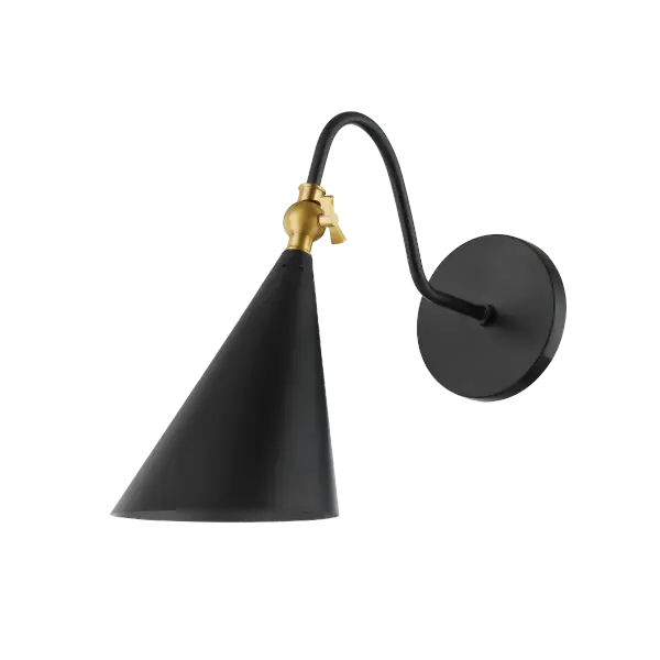 Lupe Wall Sconce in Aged Brass with Soft Black