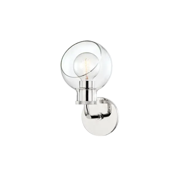 The Noelle vanity light combines classic elegance with contemporary simplicity, featuring a polished nickel finish that complements a wide range of bathroom styles. Ideal for powder rooms and master baths.