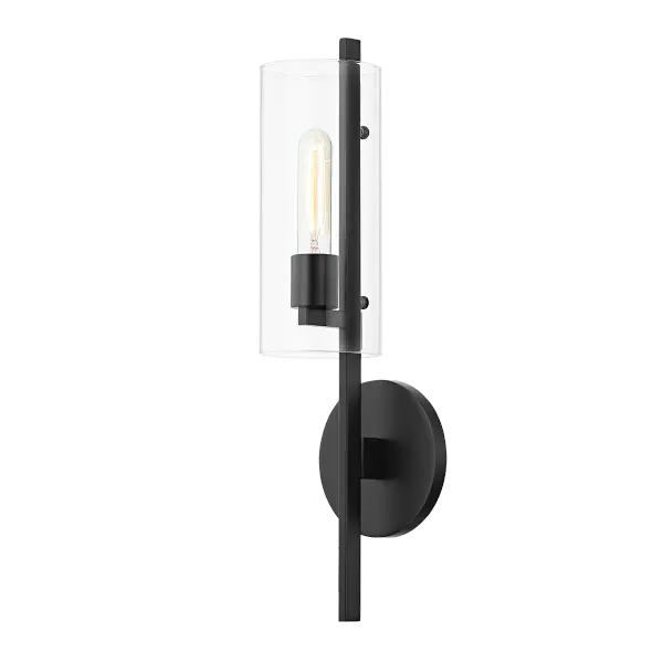 The Ariel Wall Sconce combines modern design with practical functionality. Its sleek black finish and compact profile make it ideal for various interior spaces, from residential hallways to commercial settings.