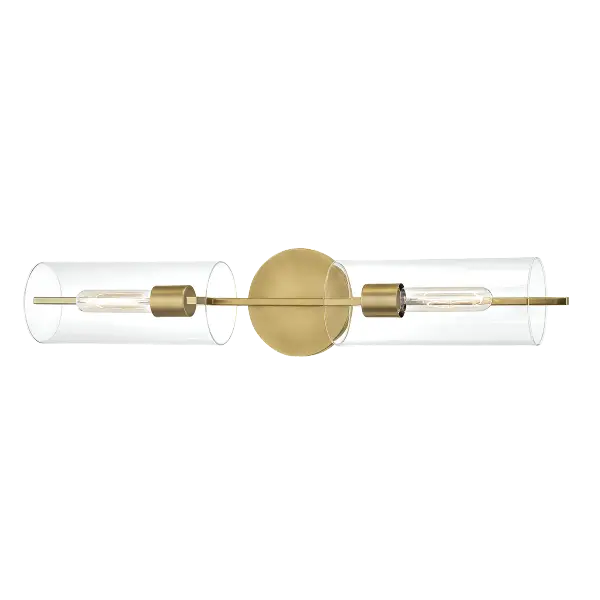 The Ariel Wall Sconce combines classic elegance with contemporary sensibility, featuring an aged gold brass finish and glass globe shade. Perfect for adding sophisticated ambient lighting to bathrooms, hallways, and bedrooms. - alternate view