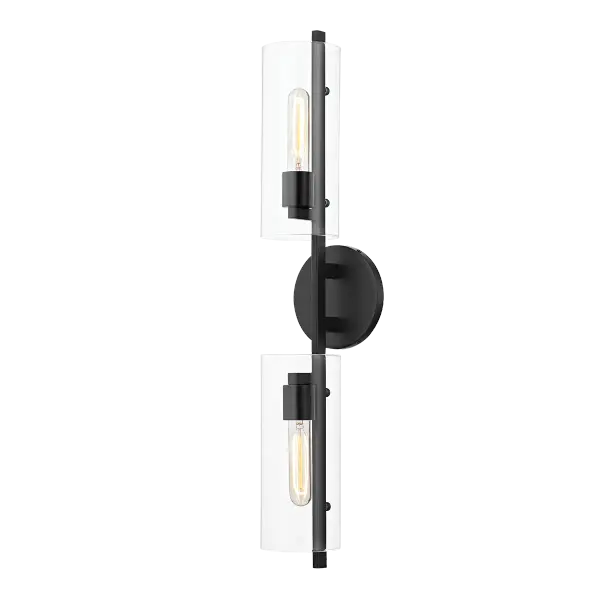 The Ariel Wall Sconce combines modern aesthetics with practical lighting in a sleek black finish. Perfect for adding ambient illumination to hallways, bedrooms, and entryways with its clean contemporary design.