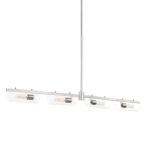 The Ariel Linear Chandelier brings modern sophistication to any space with its clean lines and polished nickel finish. Perfect for dining rooms and kitchen islands, this fixture offers versatile styling at an exceptional value.