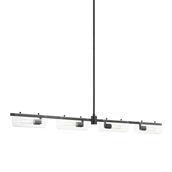 The Ariel Linear brings contemporary elegance with its clean-lined silhouette and versatile satin black finish. Ideal for rectangular dining tables and kitchen islands, this fixture delivers focused illumination with modern sophistication.