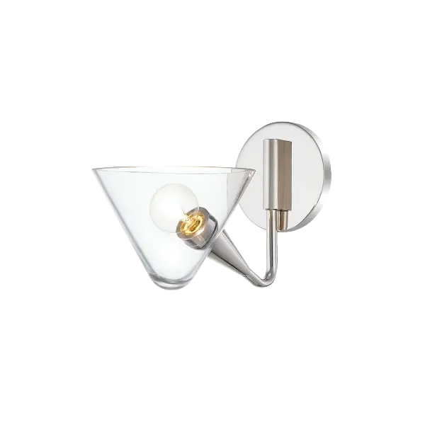 The Isabella Wall Sconce combines classic design with contemporary polish, featuring a refined nickel finish that complements various decor styles. Perfect for bathrooms, hallways, and bedrooms where elegant ambient lighting is desired. - alternate view