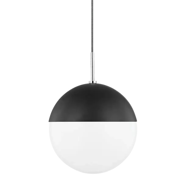 The Renee Pendant combines polished nickel and black finishes for a sophisticated look that works in both modern and transitional spaces. Its compact size makes it perfect for kitchen islands, dining nooks, or as accent lighting.
