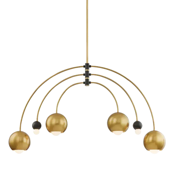 The Willow Chandelier brings artistic flair with its mobile-inspired form and adjustable arcing arms. Playful spherical shades and elegant two-tone finish create visual interest while allowing personalized arrangement.
